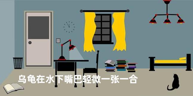 乌龟在水下嘴巴轻微一张一合